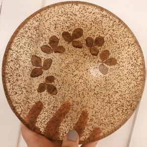 Yellow Resin Bowl w/ Glitter & Metallic Leaf Inlay